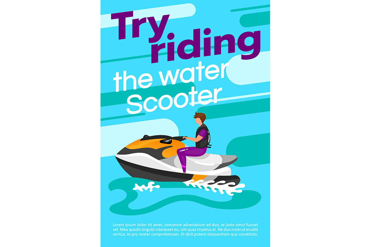Try riding the water scooter poster, a Poster Template by IMG visuals characters