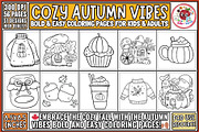 Cozy Autumn Vibes Coloring Pages, a Seasonal Illustration by EduEnrich (Thumbnail 1 of 3)