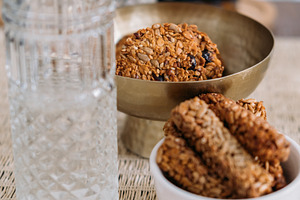 Oatmeal bowl healthy breakfast wholegrain snack, a Food & Drink Photo by Photo Drive Studio
