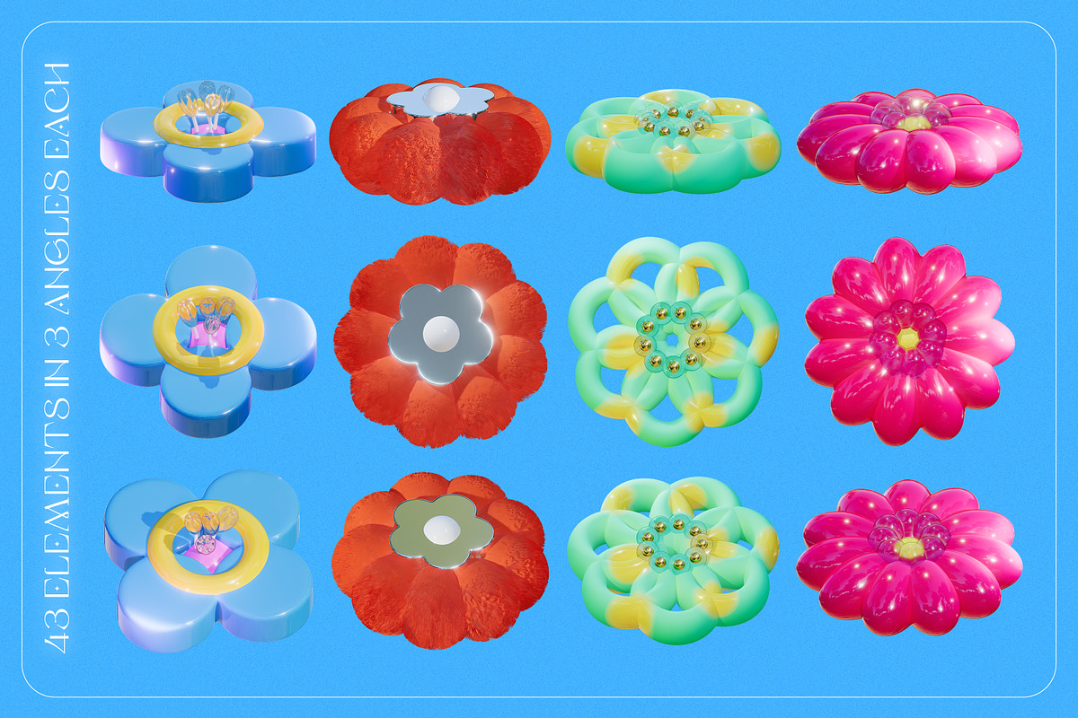 Flower Fantasy v.2: 3D Illustrations, an Object Graphic by marmarina (Photo 8 of 18)