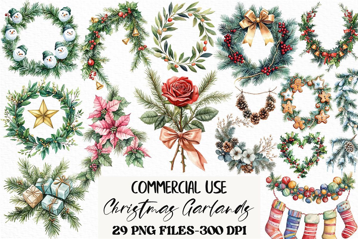 Christmas Garlands Sublimation, an Illustration by Craft Nest (Photo 1 of 6)
