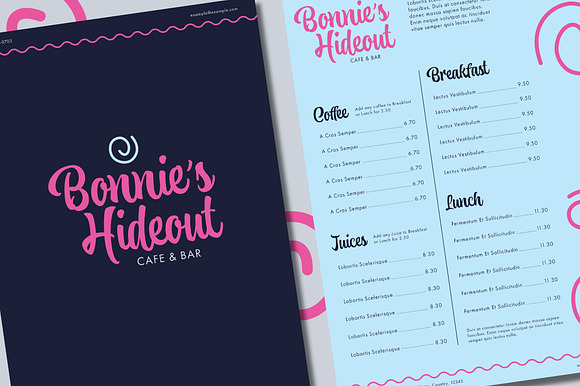 Blue And Pink Burger Menu
