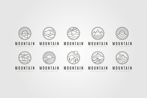 Set Bundle Mountain Icon Logo Vector