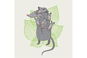 Opossum mother with children card, an Animal Illustration by KVIO (Thumbnail 2 of 2)