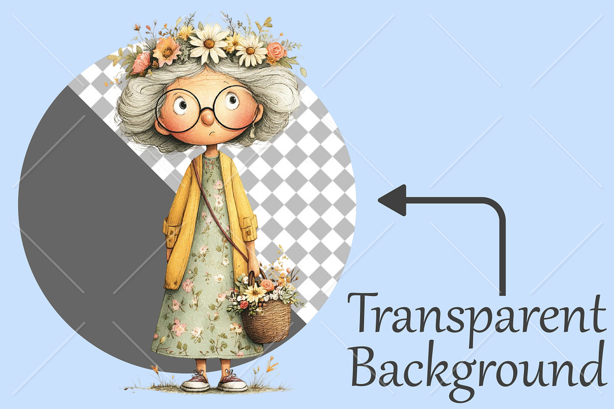 Whimsical Spring Grandma Clipart, a Seasonal Illustration by Canvas Craft (Photo 2 of 10)