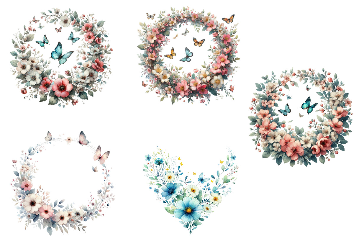 Butterfly Flowers Sublimation Clipar, an Illustration by DreamArtGraphic (Photo 2 of 5)