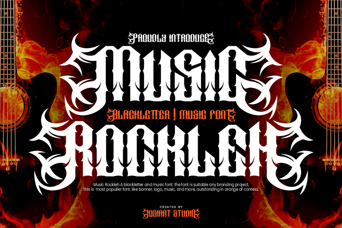 Music Rockleh - Music Font, a Blackletter Font by Iqsiart Studio (Photo 1 of 10)