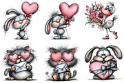 Whimsical Valentine Animals Clipart, an Illustration by DreamArtGraphic (Thumbnail 4 of 4)