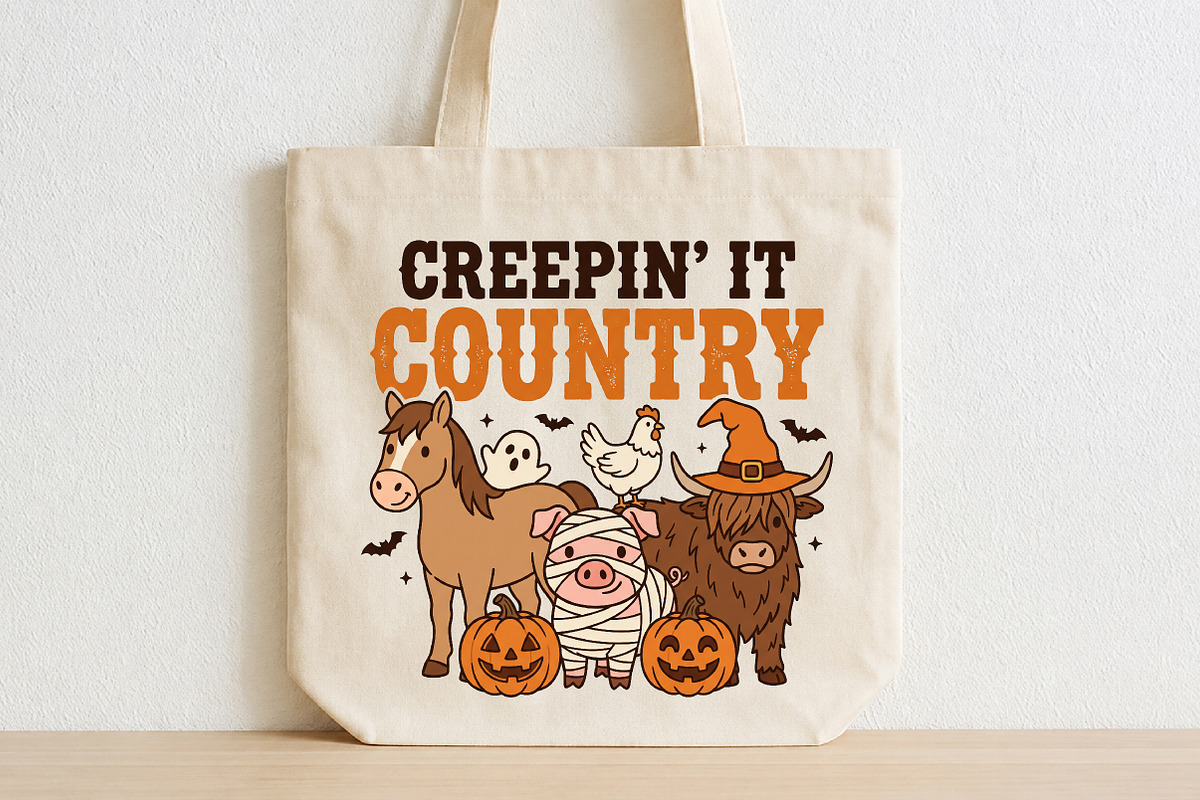 Creepin' It Country Halloween PNG, a Seasonal Illustration by CraftArtStudio (Photo 2 of 4)