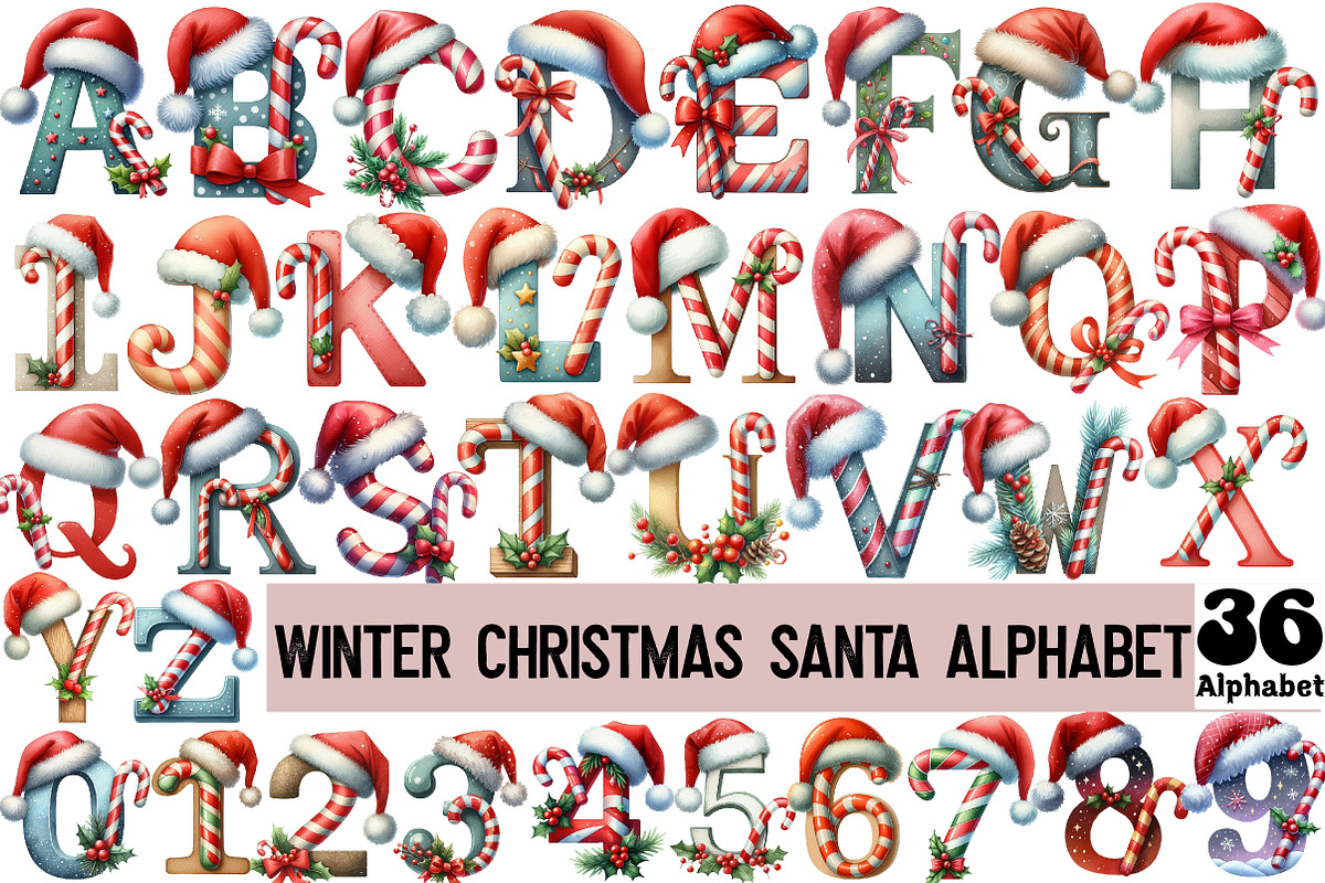 Winter Christmas Santa Alphabet, an Illustration by Design Market (Photo 1 of 3)