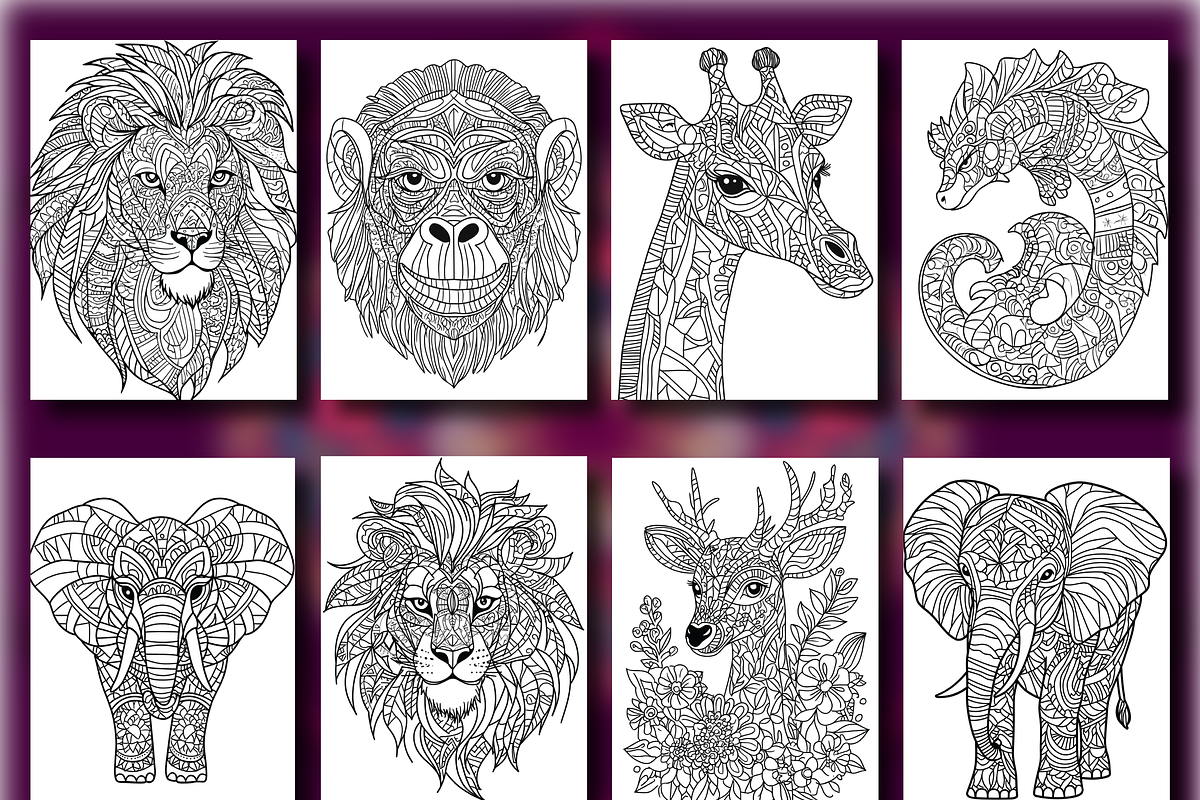 120 Animals Mandala Coloring Pages, a Seasonal Illustration by BrandlyTemplate (Photo 3 of 4)