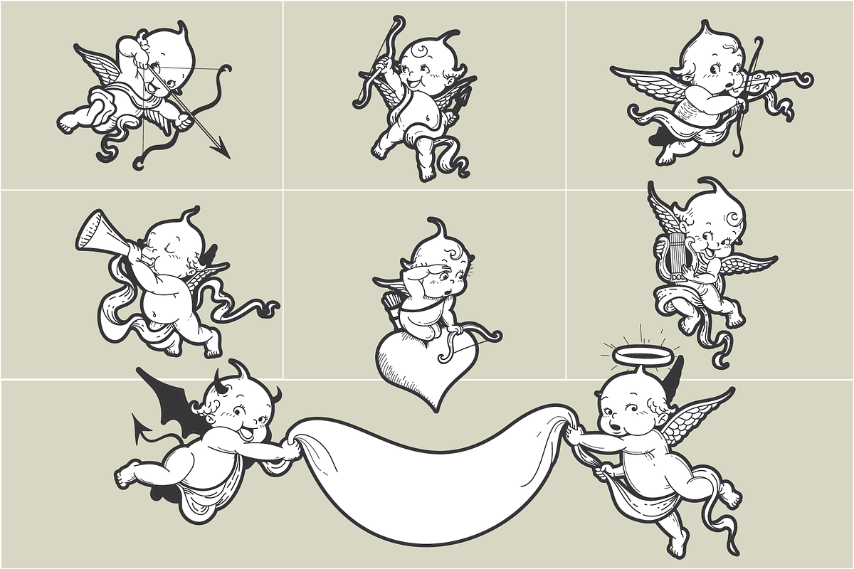 14 Angels - Vector Illustrations, an Illustration by Inkwell Supply Co (Photo 2 of 12)