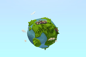 Cartoon Low Poly Earth Planet