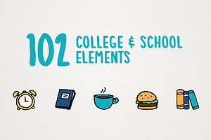 College & School Icons Clipart Set