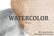 28 Watercolor Stamp Brushes, a Brush Add-On by Andreen (Thumbnail 1 of 7)