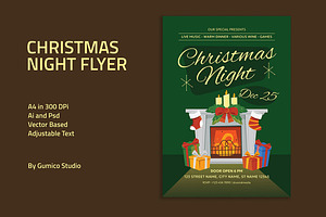 Retro Christmas Night Flyer Template, a Flyer Template by Gumico Studio.