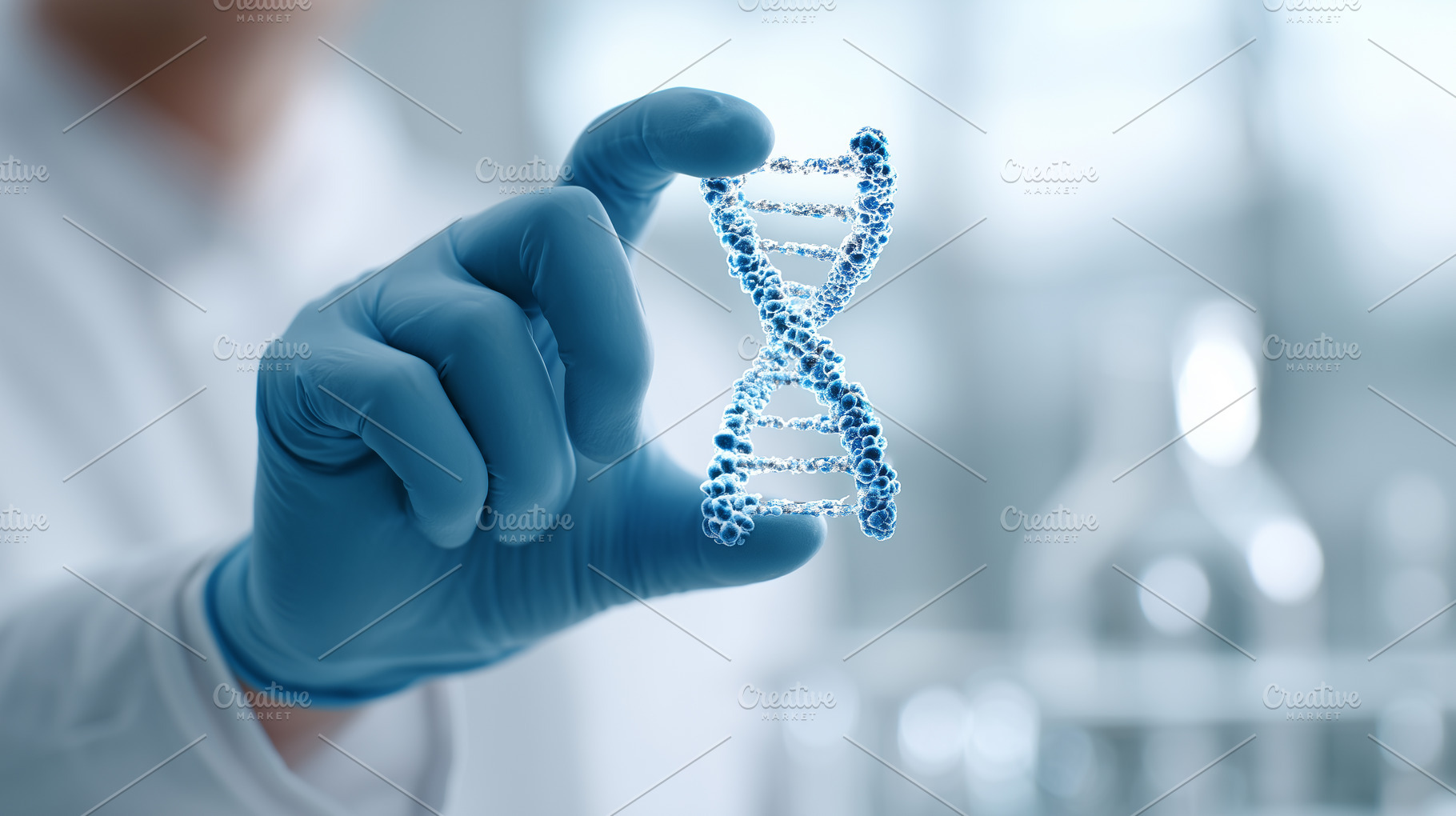 Scientist's hand in blue glove holds, a Health & Medical Photo by MistyDay