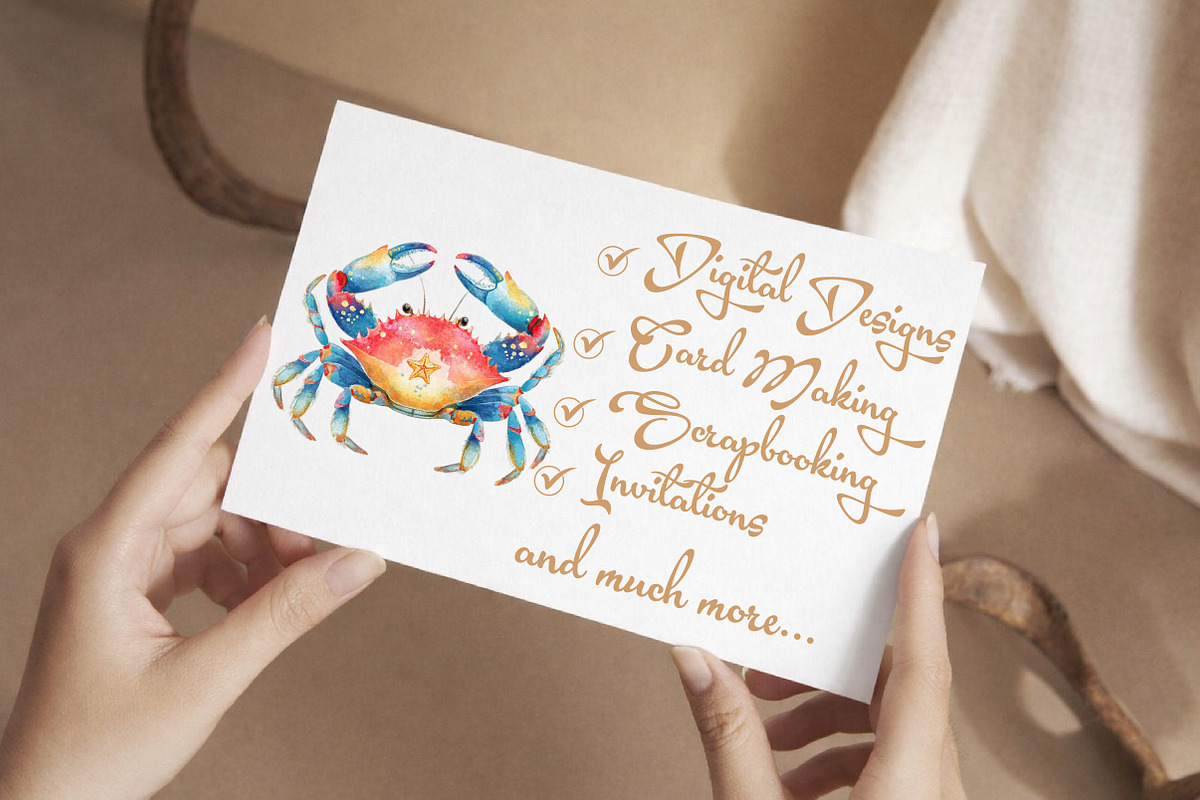 Watercolor Crab Clipart, an Illustration by Libby Wishes (Photo 5 of 7)