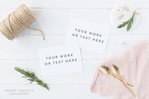 Styled stock photo - 2 cards mockup, a Print Template by White Hart Co.