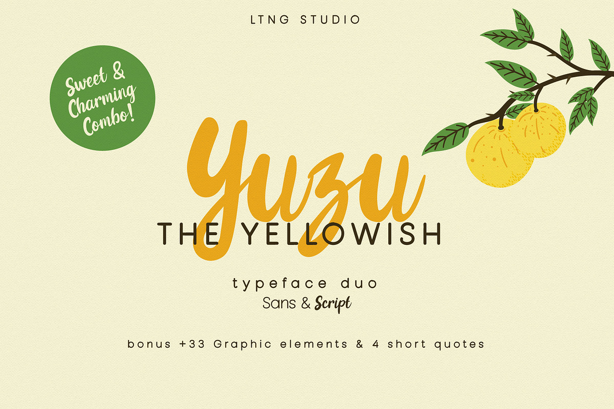 Yuzu The Yellowish Font Duo, a Script Font by LTNG STUDIO (Photo 1 of 13)