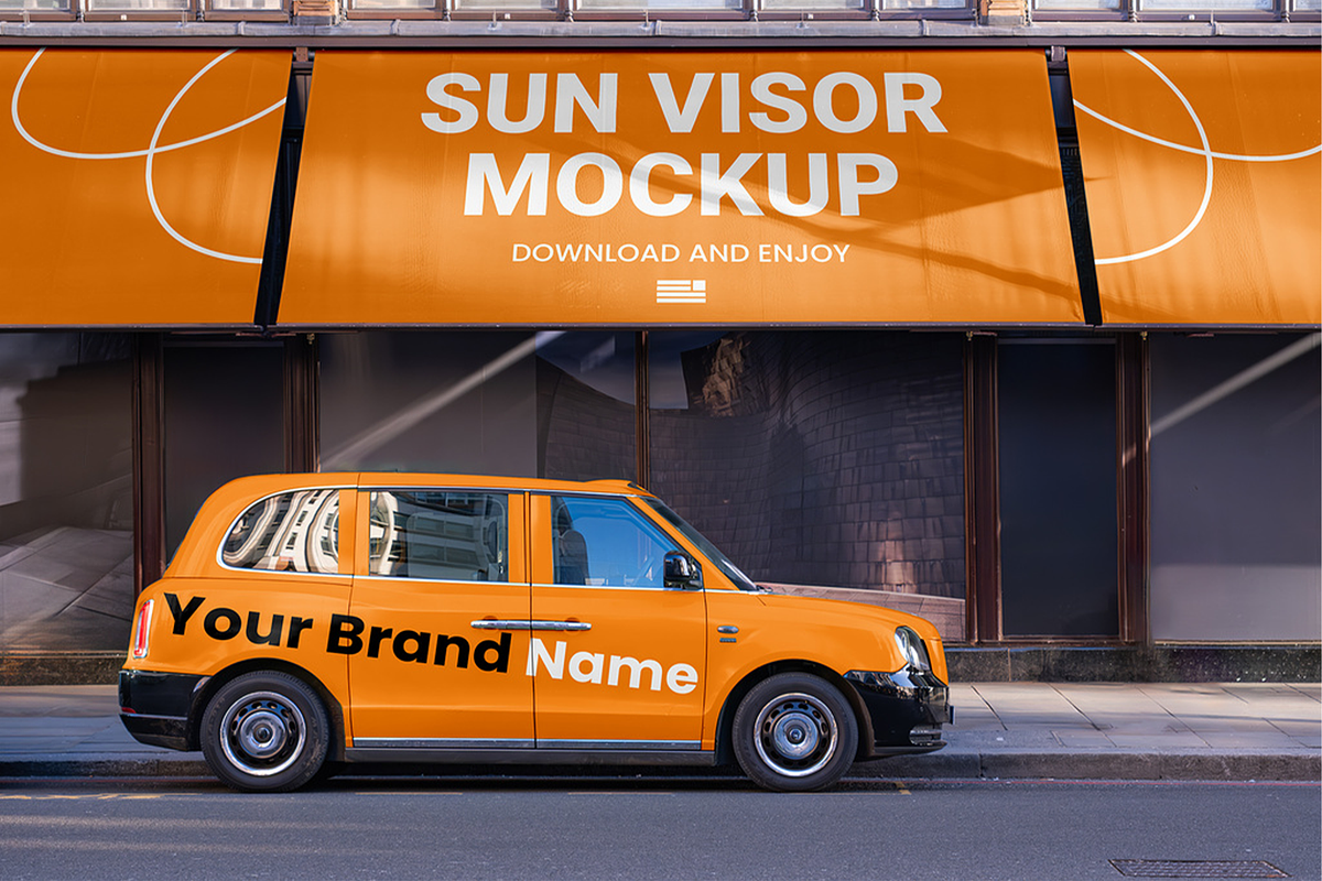 Sun Visors with Car Mockup, an Advertising Mockup by Xtrahive (Photo 2 of 2)