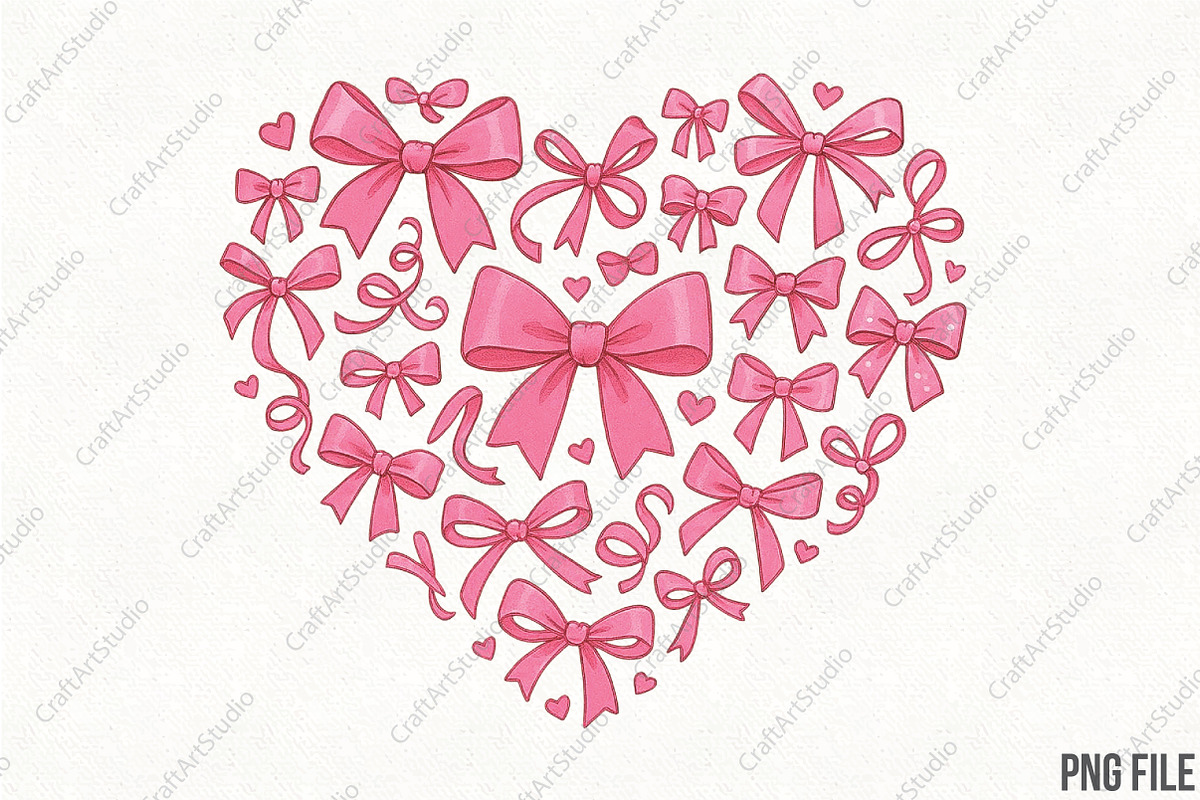 Pink Coquette Valentine Heart PNG, an Illustration by CraftArtStudio (Photo 1 of 4)