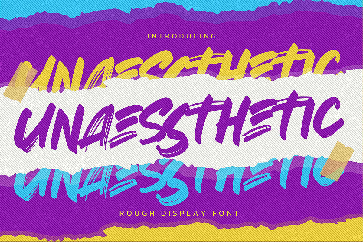 Unaessthetic - Rough Display Font, a Font by Gassstype (Photo 1 of 8)