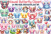 Kawaii Butterfly Clipart Bundle, an Illustration by Sublimation Artist (Thumbnail 1 of 6)