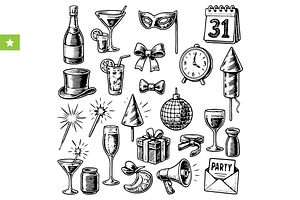 New Year Party Icons Set, an Object Graphic by RT Studio