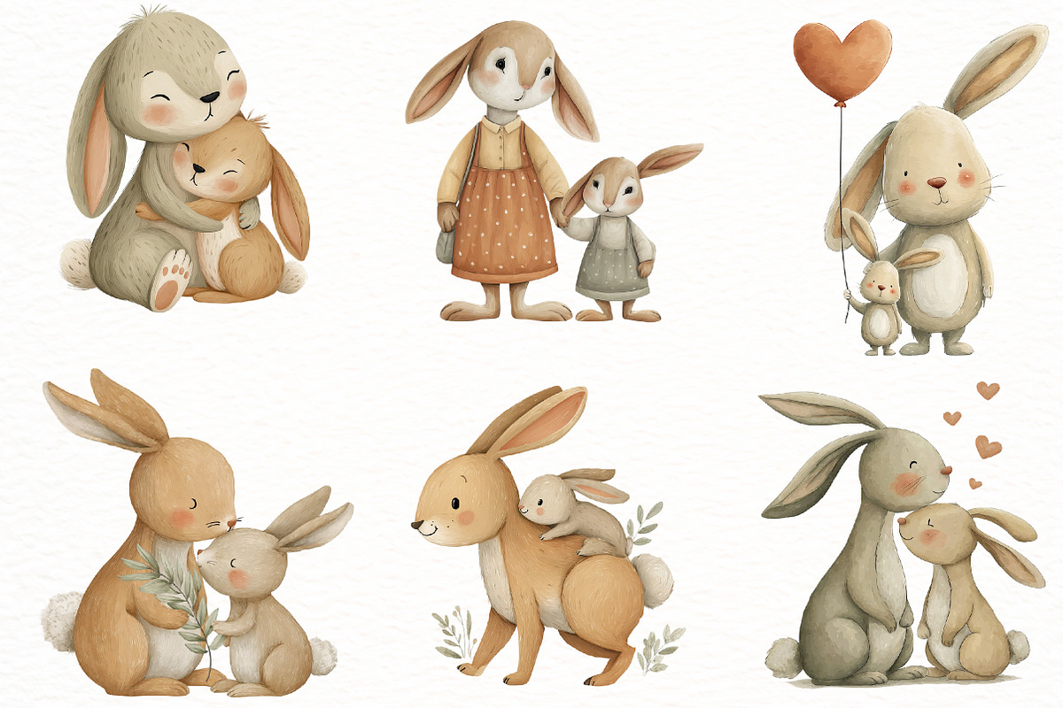 Bunny Mother's Day bunny Clipart, an Illustration by Designworld (Photo 2 of 8)