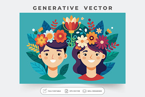 A cheerful male and female with flor, a Graphic by Iftikhar Alam