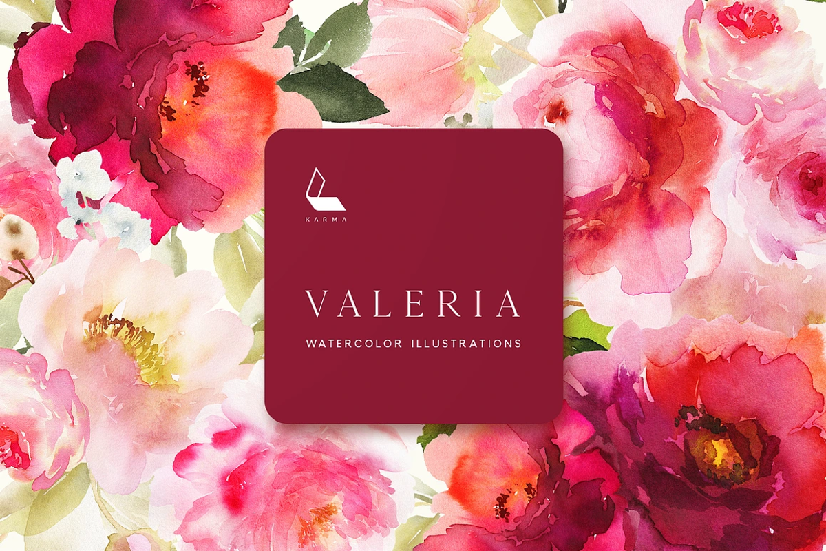 4-in-1 Watercolor Floral Bundle 03, an Illustration by Karma (Photo 2 of 33)