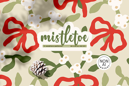 Mistletoe. Christmas pattern, a Pattern Graphic by emeraldthue