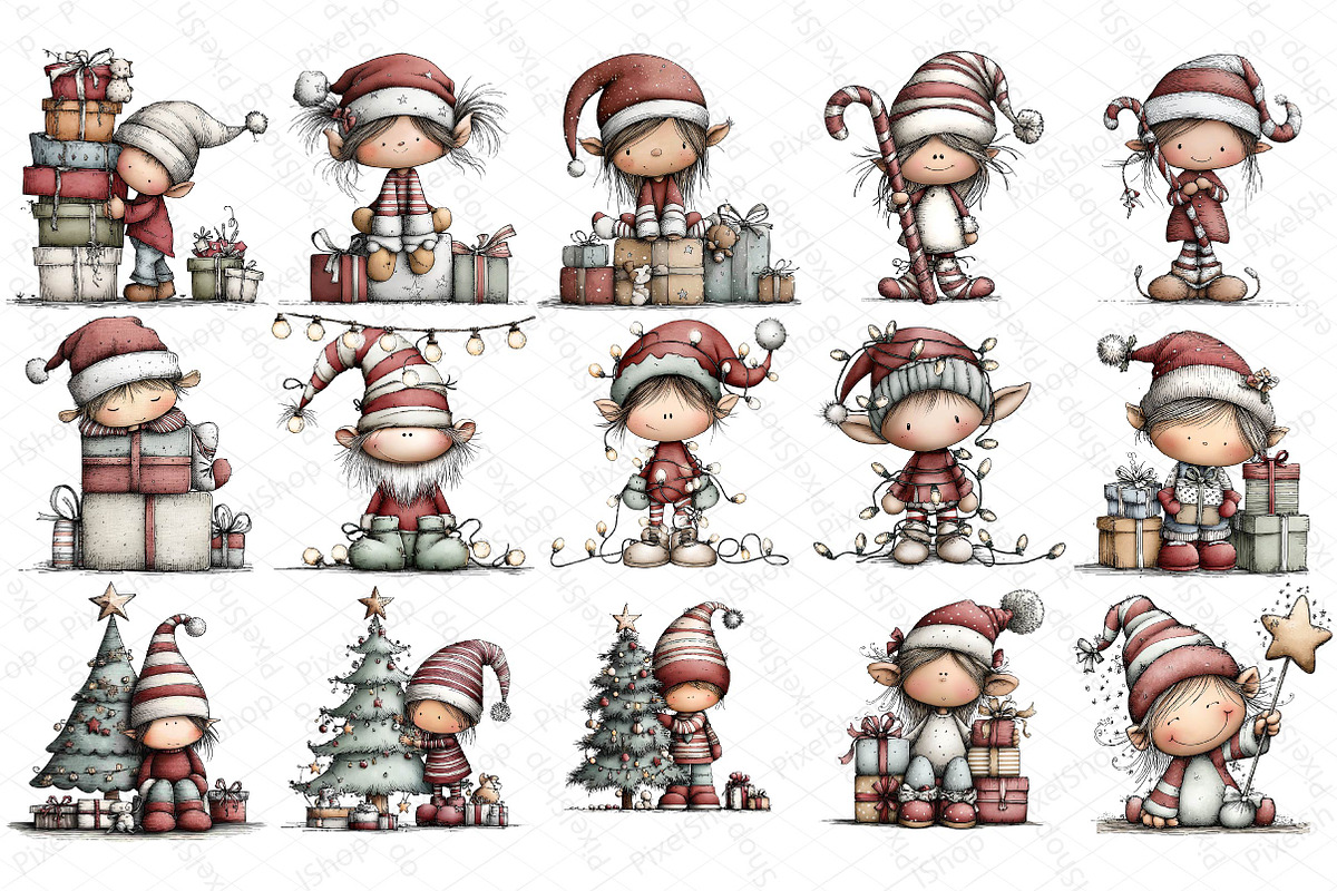 Whimsical Elf Clipart Bundle, an Illustration by DreamPrint404 (Photo 4 of 5)