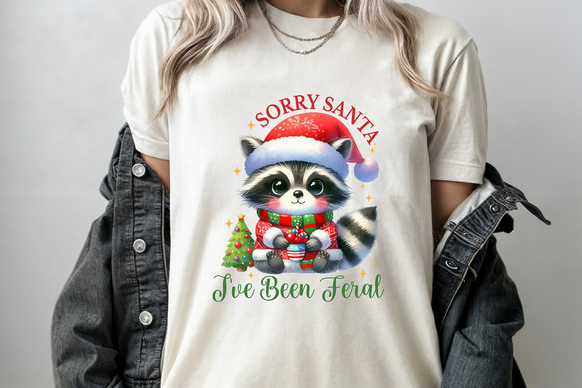 Vintage Funny Raccoon Christmas Png, a Seasonal Illustration by Rose Art (Photo 5 of 5)