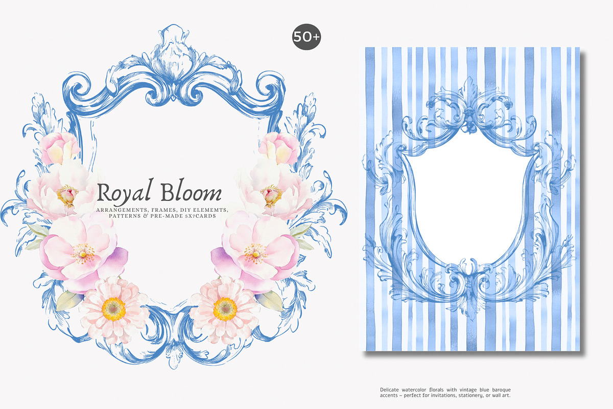 royal bloom watercolor floral set, a Decorative Illustration by Patishop Art (Photo 2 of 10)