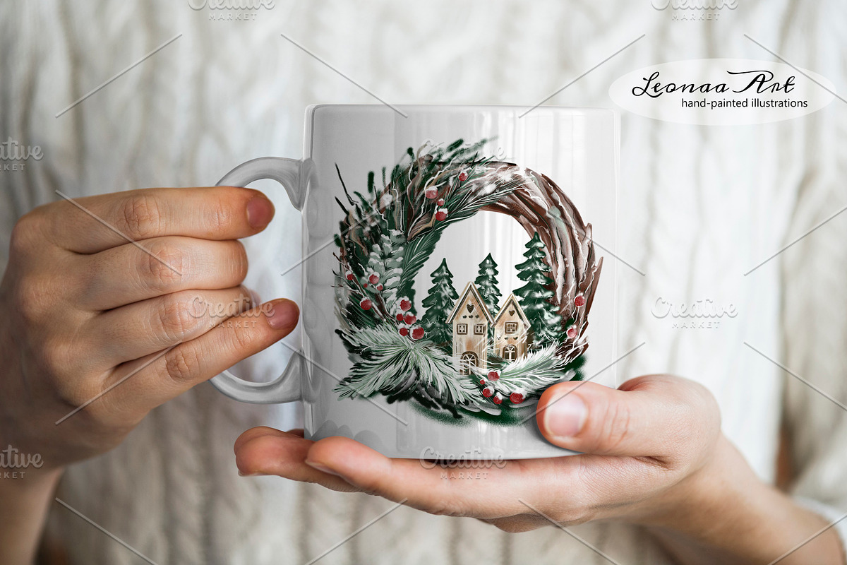 Merry Christmas Wreaths Clipart Set, a Seasonal Illustration by Leonaa art (Photo 21 of 21)