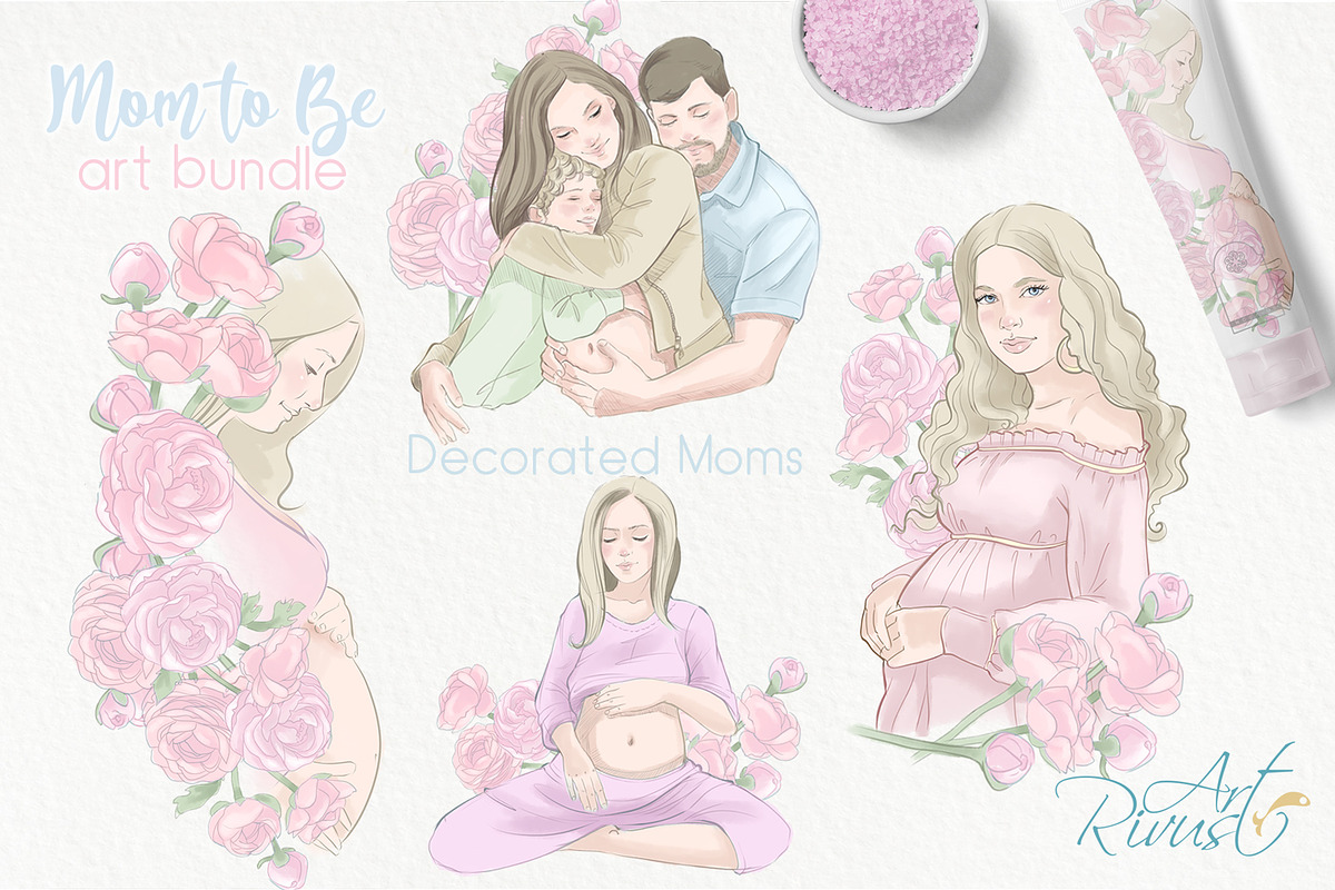 Mother to be PNG Clip Art. Pregnancy, a Decorative Illustration by RivusArt (Photo 3 of 9)