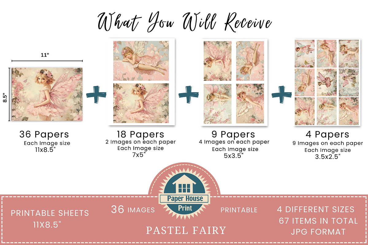 Whimsical Pink Pastel Fairies Papers, an Illustration by NiiiNArt (Photo 2 of 8)
