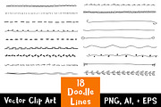 18 Hand Drawn Doodle Lines Set #1, an Illustration by The Digital Download Shop (Thumbnail 1 of 2)