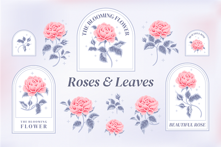 LILAC ROSES - Clip Art & Logo Set