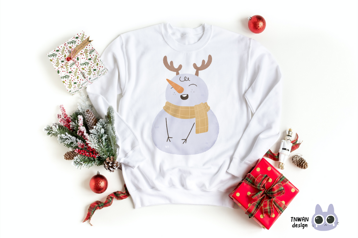 Snowman Christmas Watercolor clipart, an Illustration by TNwan (Photo 4 of 5)