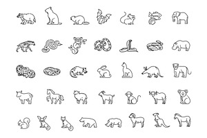 Line Animals Icons, an Animal Illustration by Tettygreen