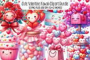 Cute Kawaii Valentine's Day Clipart, an Illustration by SinaCreation (Thumbnail 1 of 7)