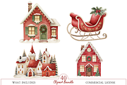Classic Christmas Watercolor Clipart, an Illustration by MockupWizard (Thumbnail 4 of 6)