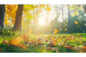 Sunlit autumn forest scene with, a Nature Photo by Lermont51