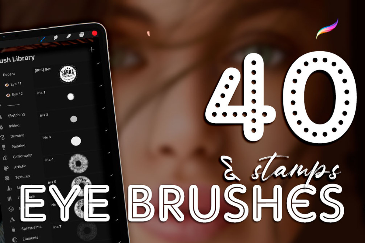 eye stamps procreate eye brushes, a Brush Add-On by SannaIllustrations (Photo 9 of 10)