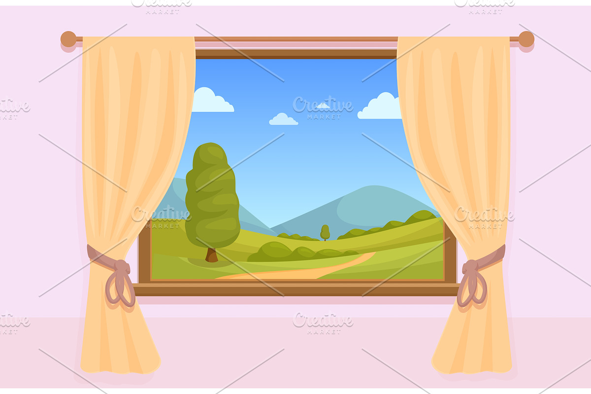 Window with curtains. Closed wooden, an Object Illustration by Valerie Bodnar