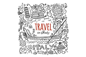 Travel to Italy. Greeting card for, a Food Illustration by Kudryashka