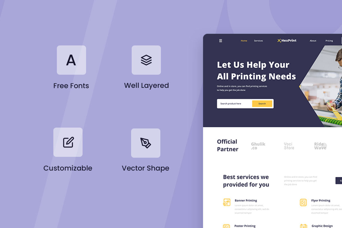 Printing Services Web Design, a Wireframe Template by INSPR STD (Photo 2 of 6)